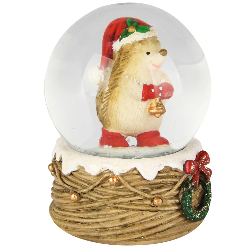 Dekoratief | Waterbol m/egeltje, rood/bruin, resina/glas, 7x7x9cm | A255718
