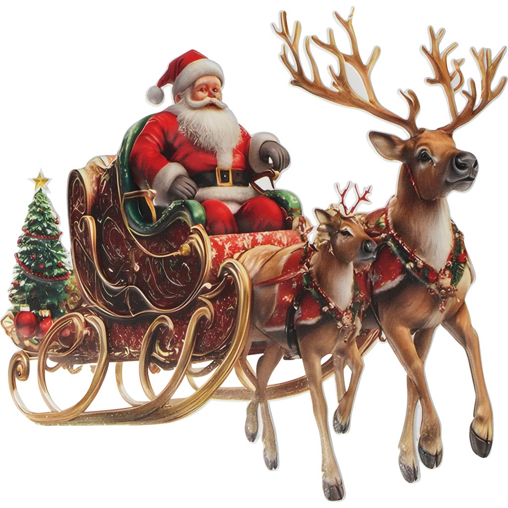 Dekoratief | Wanddeco 'Classic Santa On Sleigh', metaal, 41x39cm | A255788