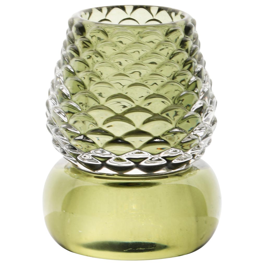 Dekoratief | Theelichthouder lampje, groen, glas, 8x8x10cm | A255807