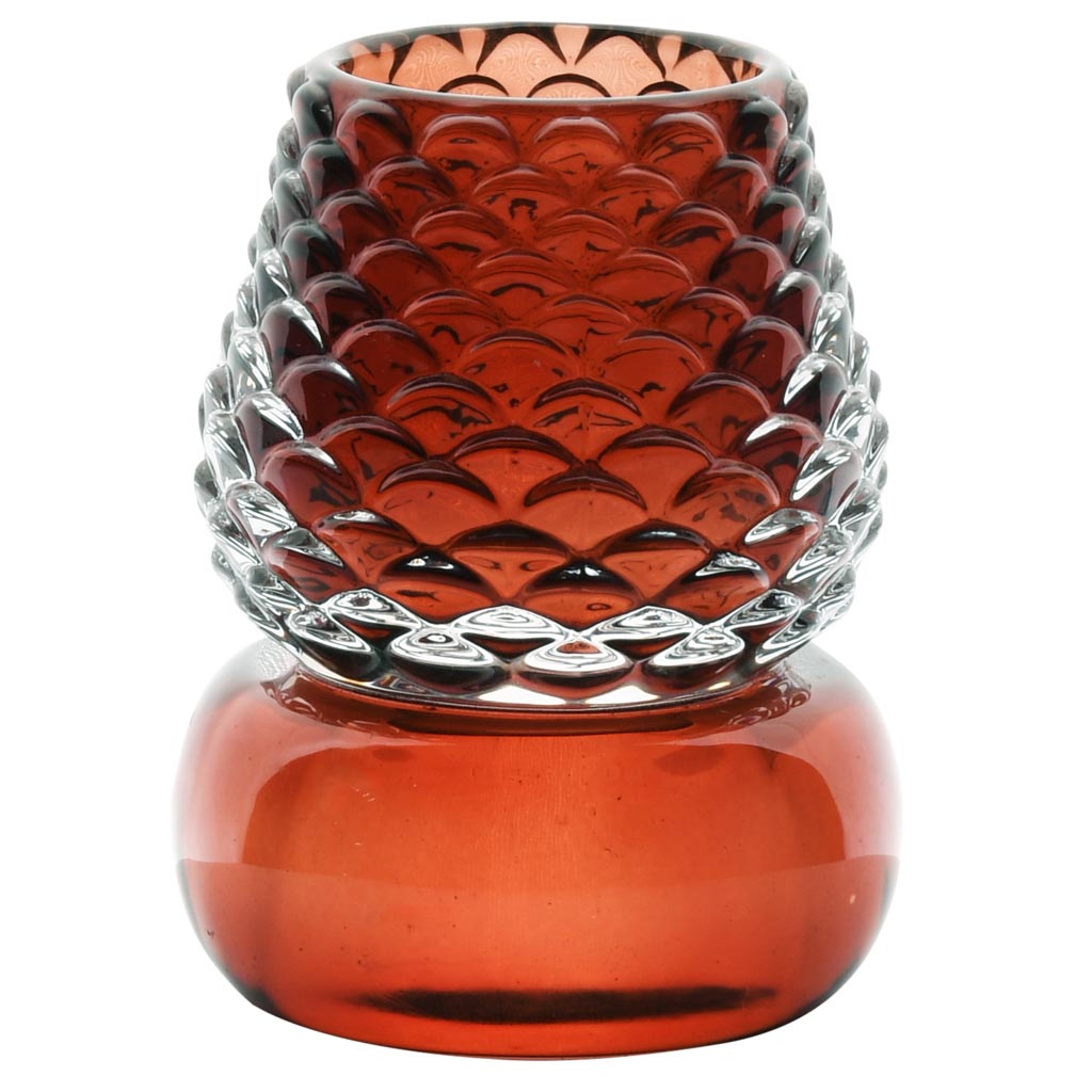 Dekoratief | Theelichthouder lampje, rood, glas, 8x8x10cm | A255808