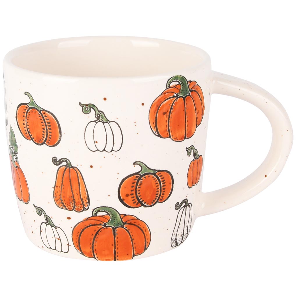 Dekoratief | Mok 'Pumpkin Patch', wit/oranje, keramiek, 14x9x10cm | A255840