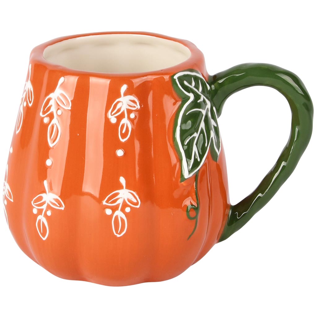 Dekoratief | Mok pompoen, oranje/groen, keramiek, 14x11x10cm | A255841