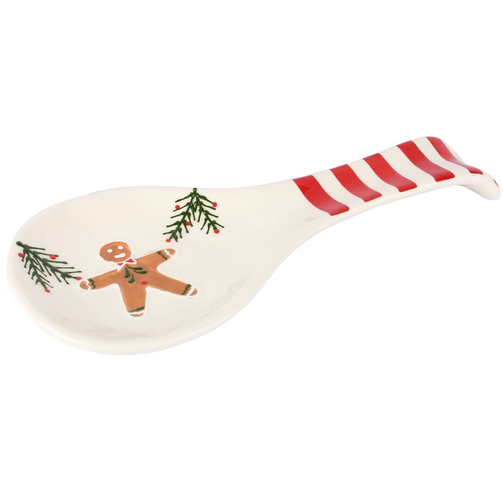 Dekoratief | Lepelhouder m/cookie, wit/rood, keramiek, 27x12x3cm | A255849