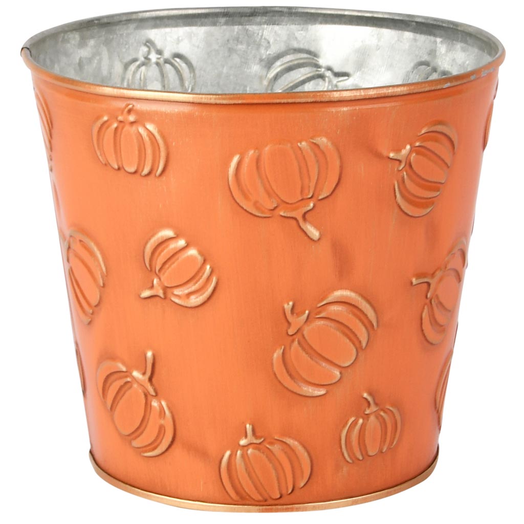 Dekoratief | Bloempot 'Pumpkin Patch', oranje, metaal, 14x14x12cm | A255901