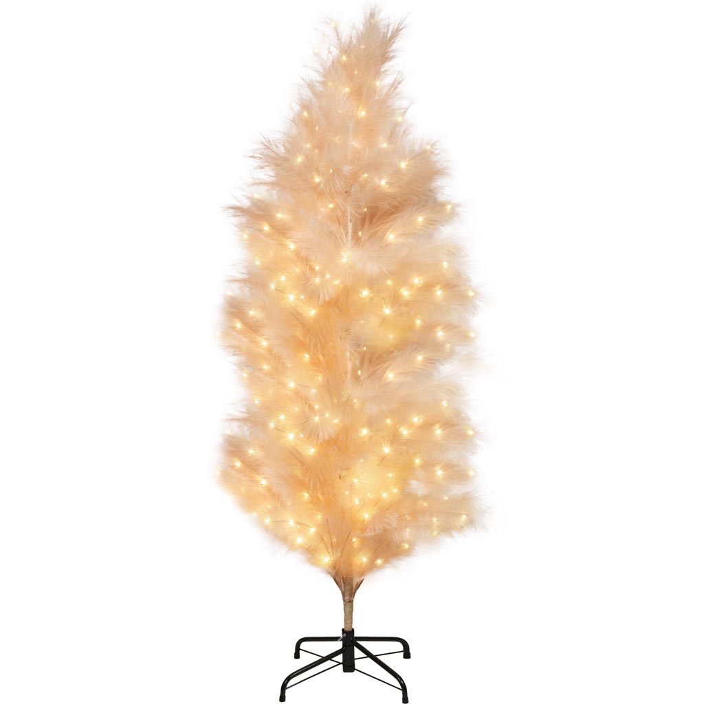 Dekoratief | Decoratieboom 'Royal Feathers', nude, 258 LED, 180cm | A255922