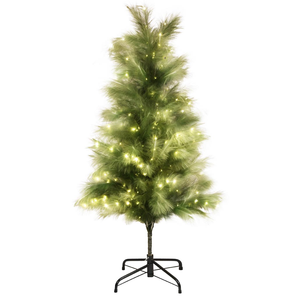 Dekoratief | Decoratieboom 'Royal Feathers', groen, 124 LED, 120cm | A255923