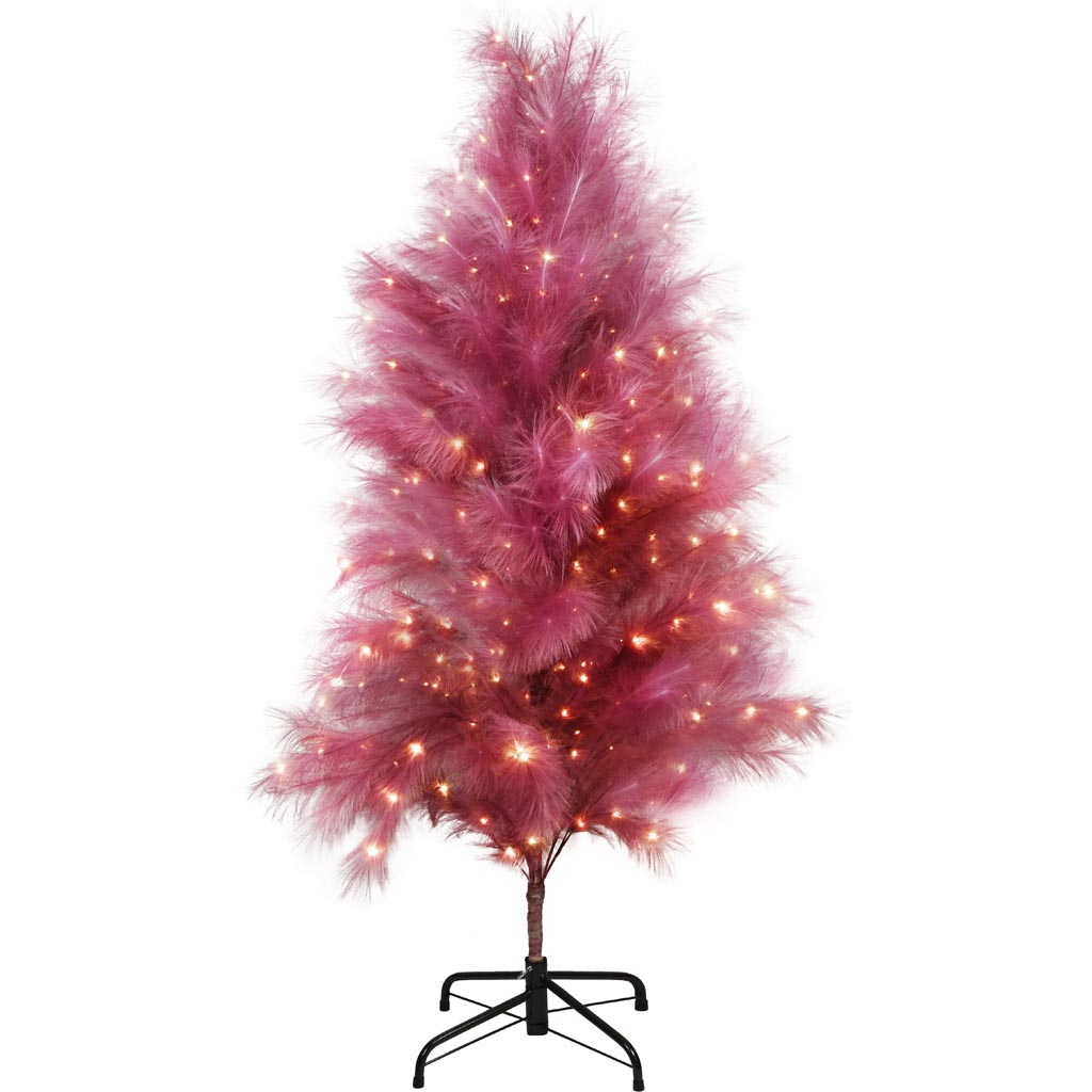 Dekoratief | Decoratieboom 'Royal Feathers', bordeaux, 211 LED, 150cm | A255928