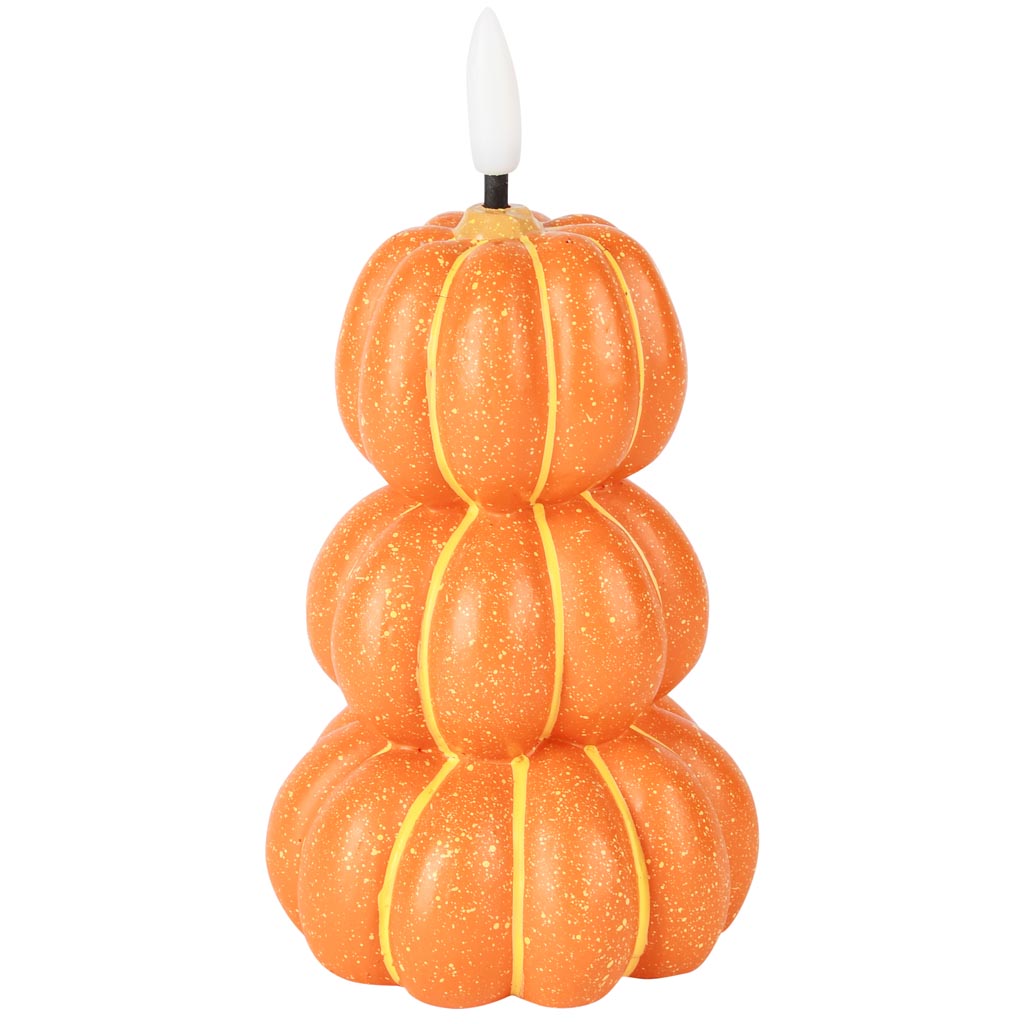 Dekoratief | Kaars 'Pumpkin Stack', oranje, LED, 13cm | A255934
