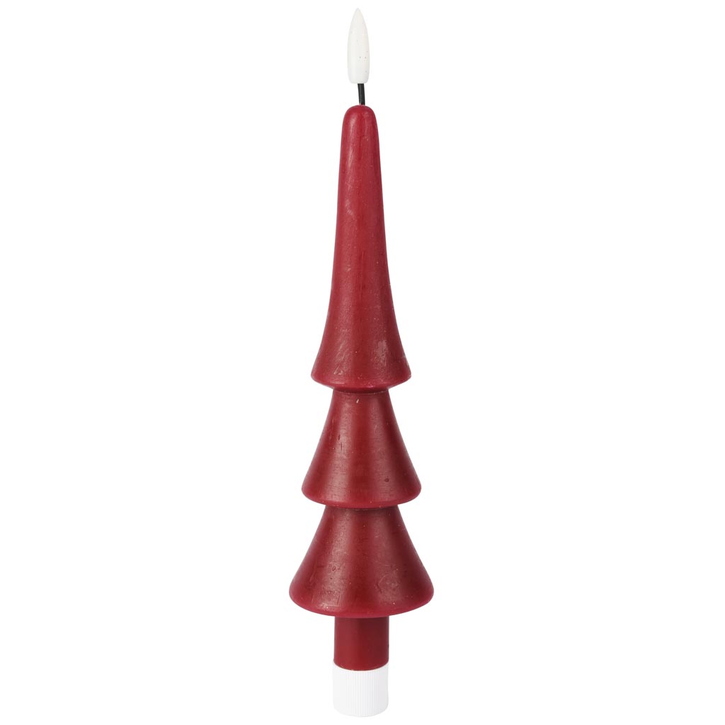 Dekoratief | Kaars 'Tree', rood, LED, 5x5x22cm | A255936
