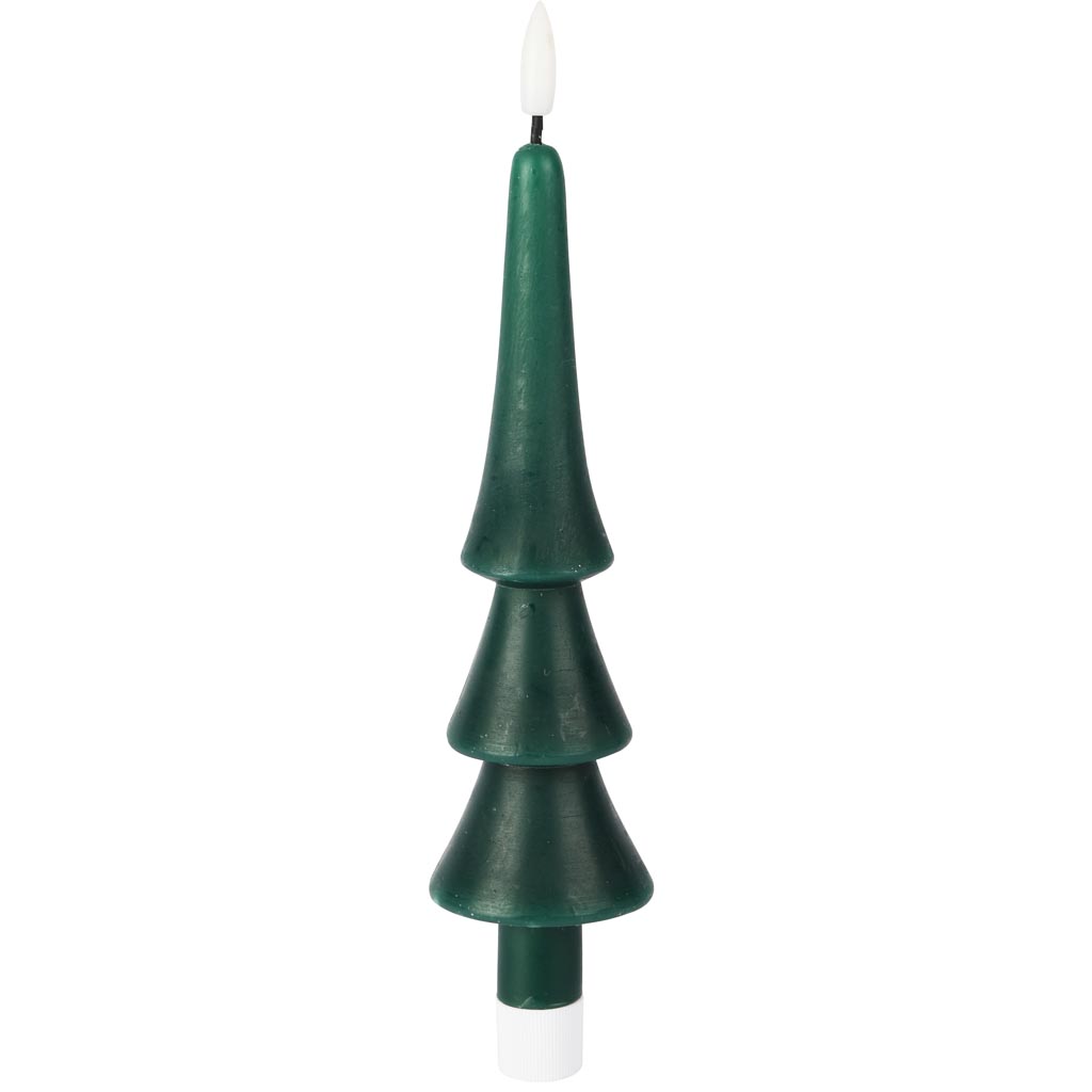 Dekoratief | Kaars 'Tree', groen, LED, 5x5x22cm | A255937