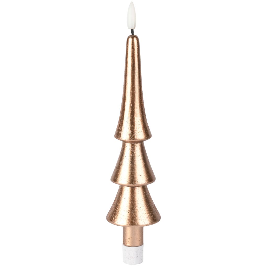 Dekoratief | Kaars 'Tree', goud, LED, 5x5x22cm | A255938