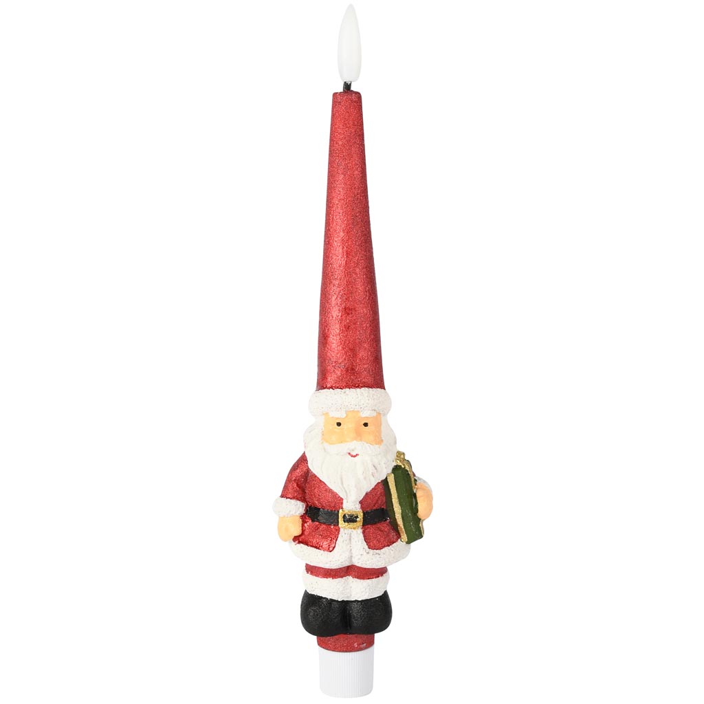 Dekoratief | Kaars 'Santa', rood/wit, LED, 25cm | A255942