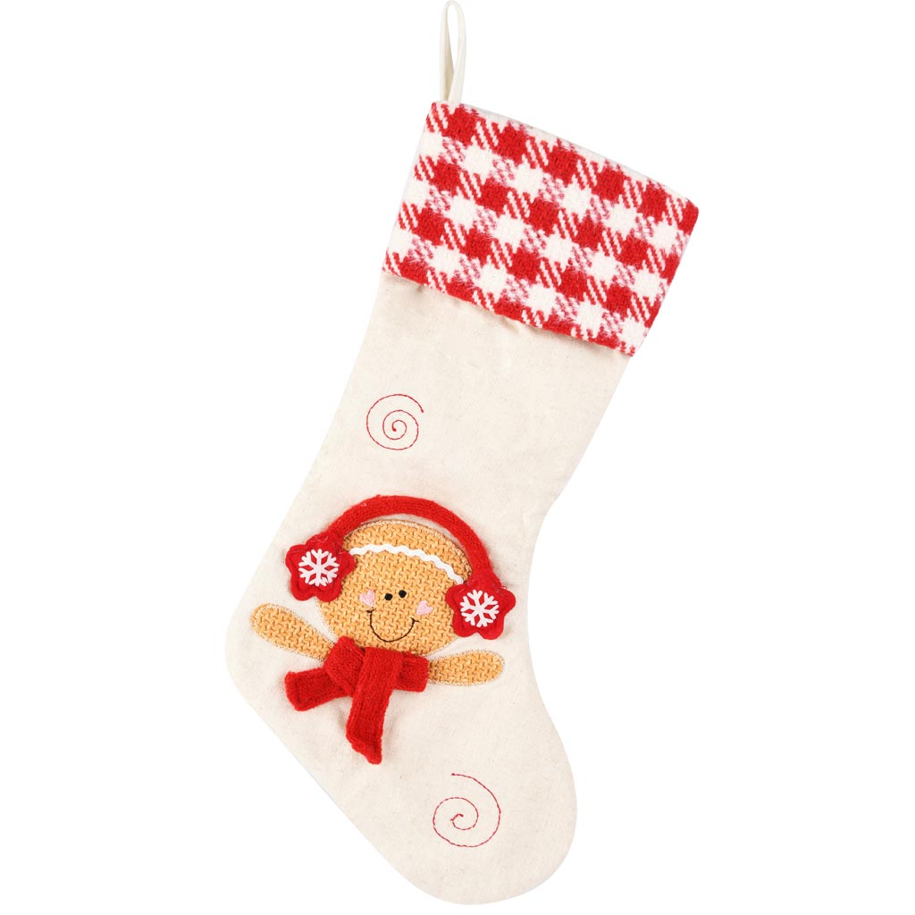 Dekoratief | Kerstkous cookie, rood/wit, stof, 20x40cm | A255974