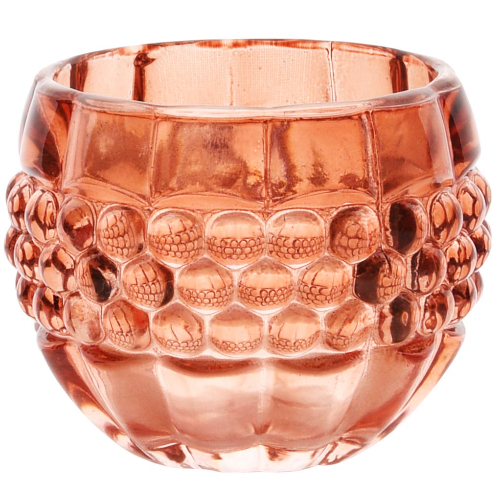 Dekoratief | Theelichthouder 'Bulbs', oranje/transparant, glas, 8x8x6cm | A255981