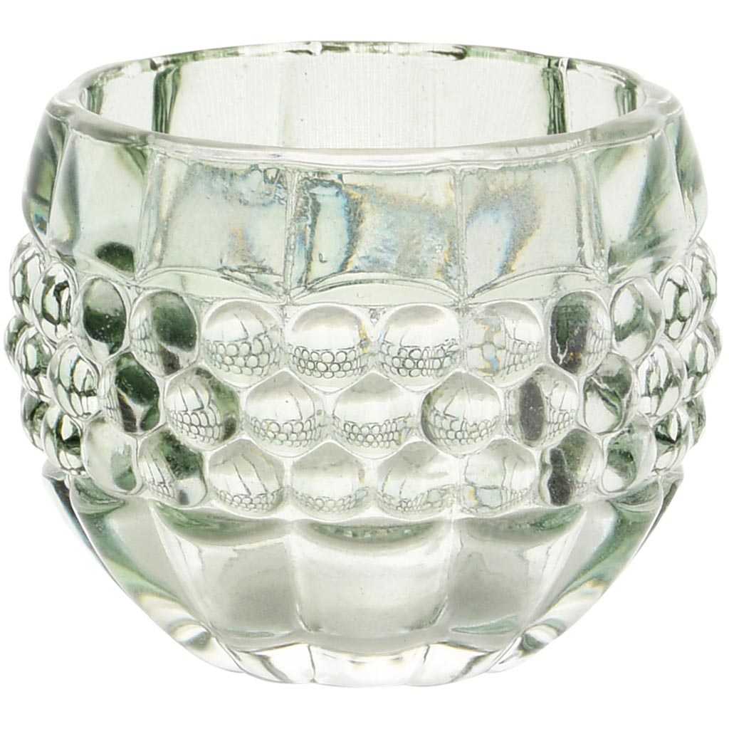Dekoratief | Theelichthouder 'Bulbs', groen/transparant, glas, 8x8x6cm | A255982