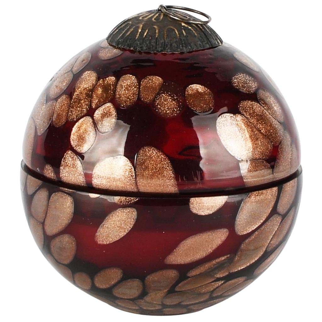 Dekoratief | Kerstbal geurkaars 'Cherry Chique', glas/wax, 10x10x11cm | A258071