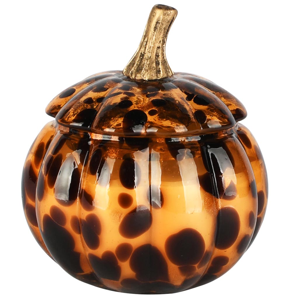 Dekoratief | Pompoen geurkaars 'Leo Stains', glas/wax, 15x15x15cm | A258082