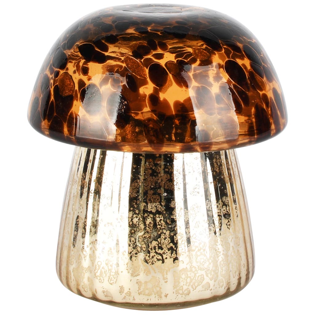 Dekoratief | Paddenstoel geurkaars 'Leo Stains', glas/wax, 11x11x11cm | A258087