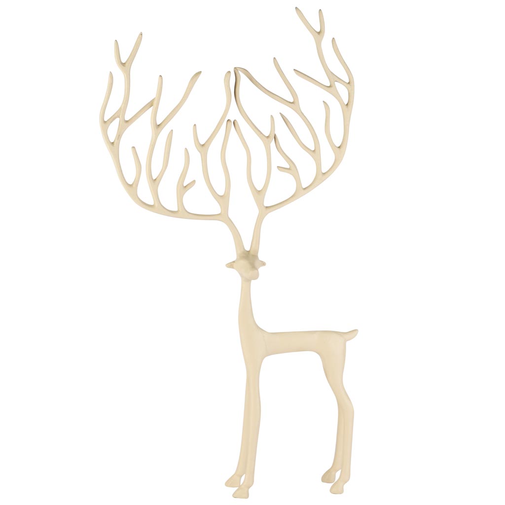 Dekoratief | Deco rendier staand, crème, aluminium, 30x8x49cm | A258131