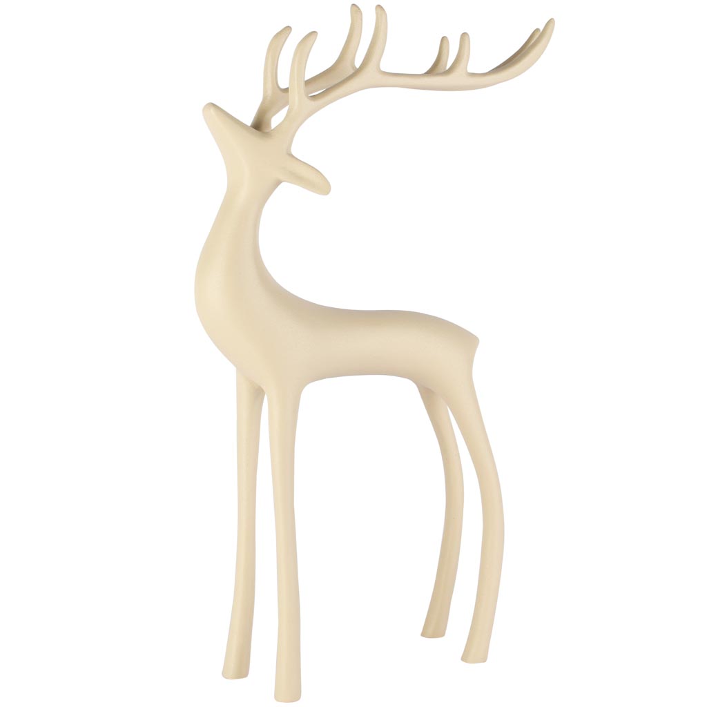 Dekoratief | Deco hert staand, crème, aluminium, 25x7x36cm | A258144