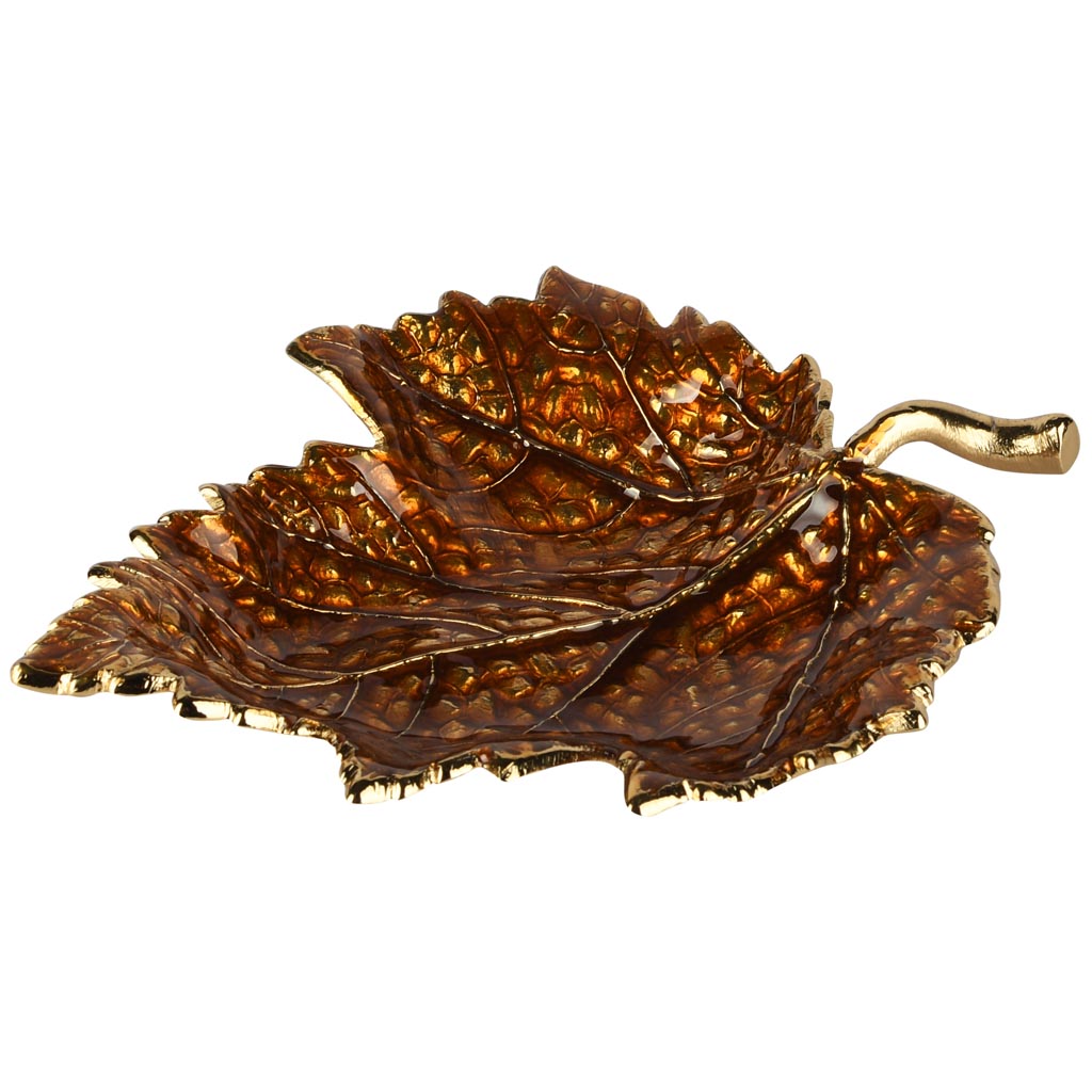 Dekoratief | Schaaltje blad, bruin/goud, aluminium, 18x13x3cm | A258149