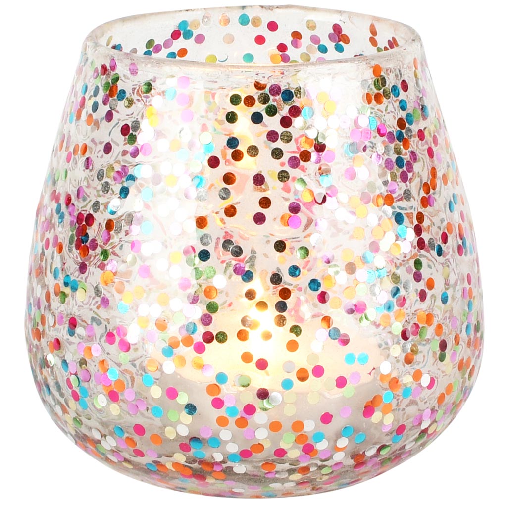 Dekoratief | Theelichthouder 'Color Fest', glas, 11x11x11cm | A258172