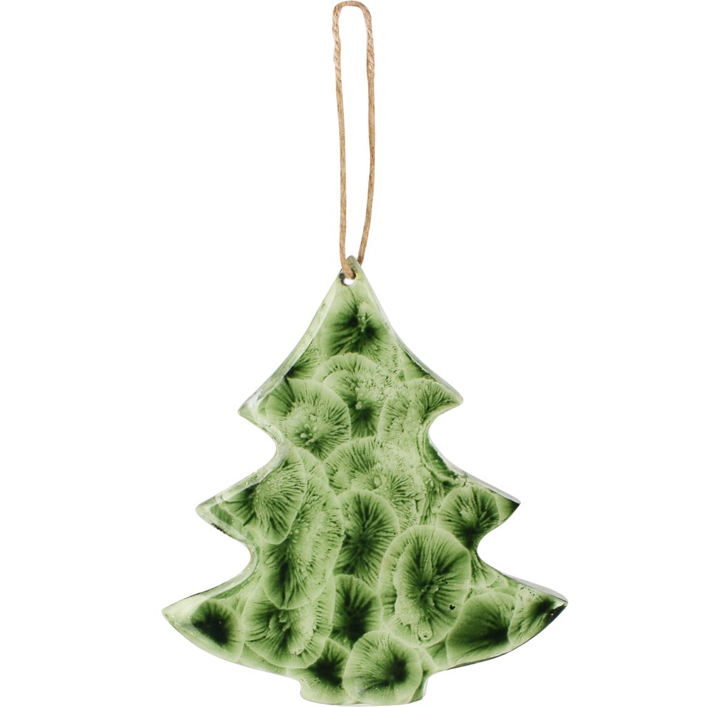 Dekoratief | Hanger boompje, groen, metaal/email, 10x1x11cm | A258186