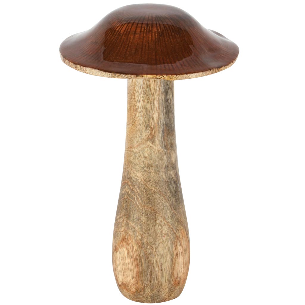 Dekoratief | Paddenstoel, bruin/naturel, hout, 14x14x22cm | A258215