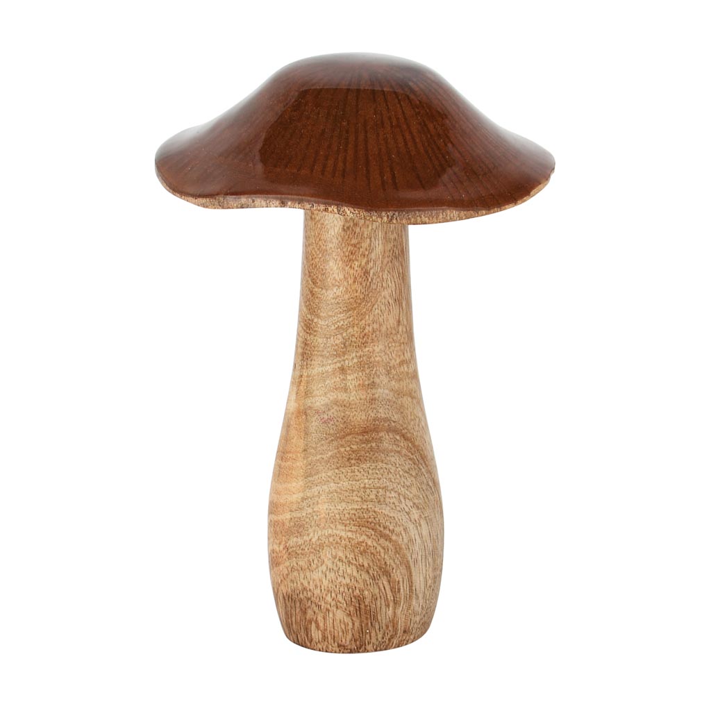 Dekoratief | Paddenstoel, bruin/naturel, hout, 12x12x15cm | A258216