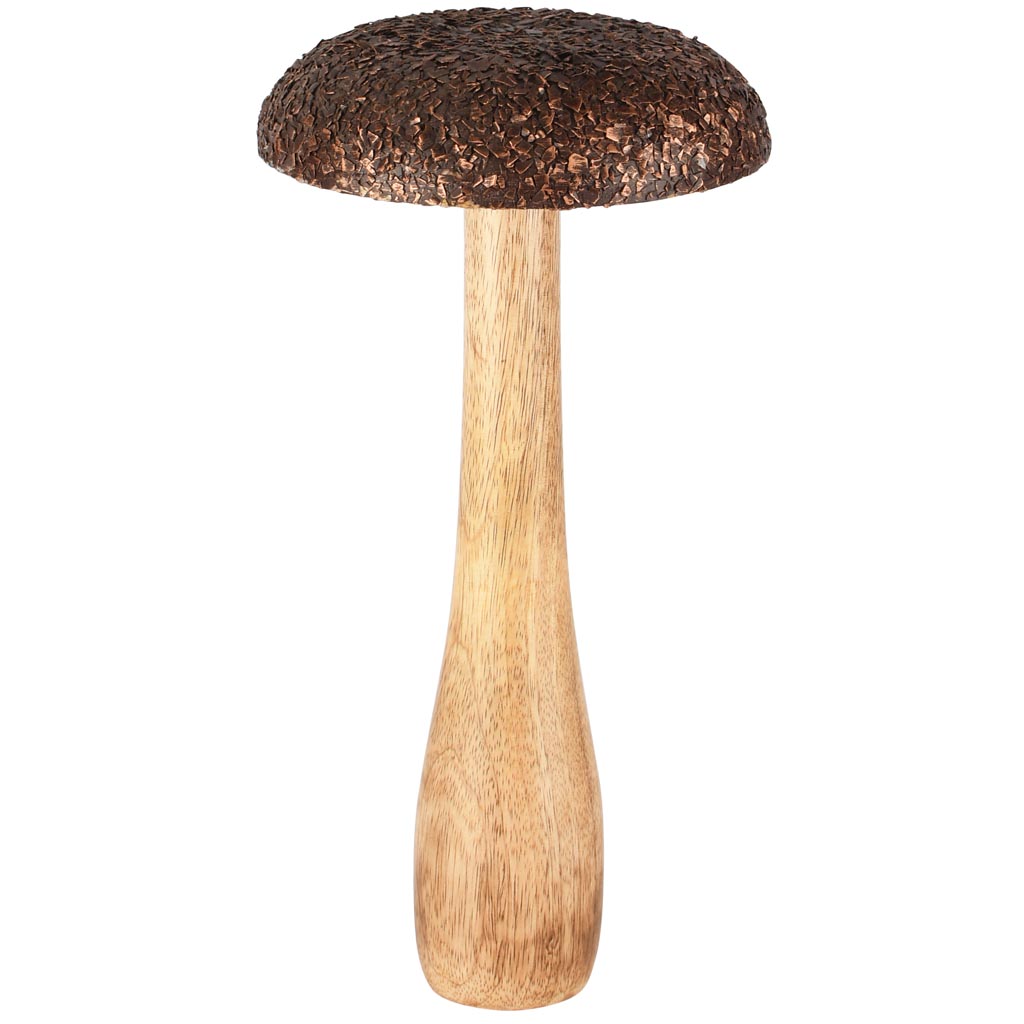Dekoratief | Paddenstoel 'Brown Chips', hout, 15x15x30cm | A258238