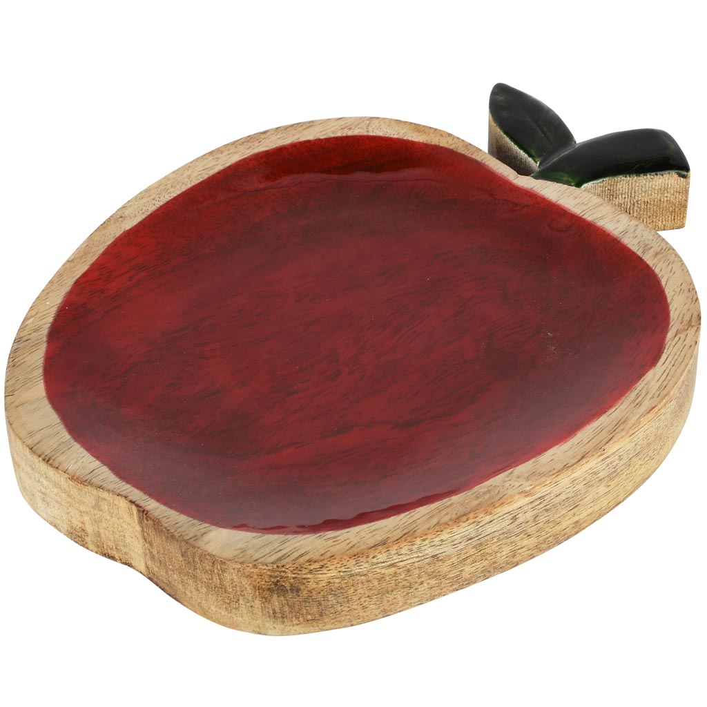 Dekoratief | Schaaltje appel, rood/naturel, hout/email, 22x18x3cm | A258249