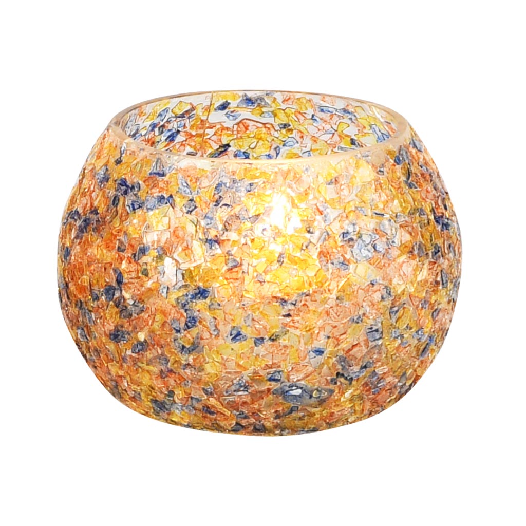 Dekoratief | Theelichthouder 'Multi Madness', glas, 9x9x6cm | A258269