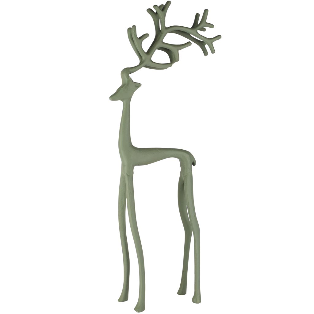 Dekoratief | Deco hert staand, groen, aluminium, 27x10x54cm | A258272