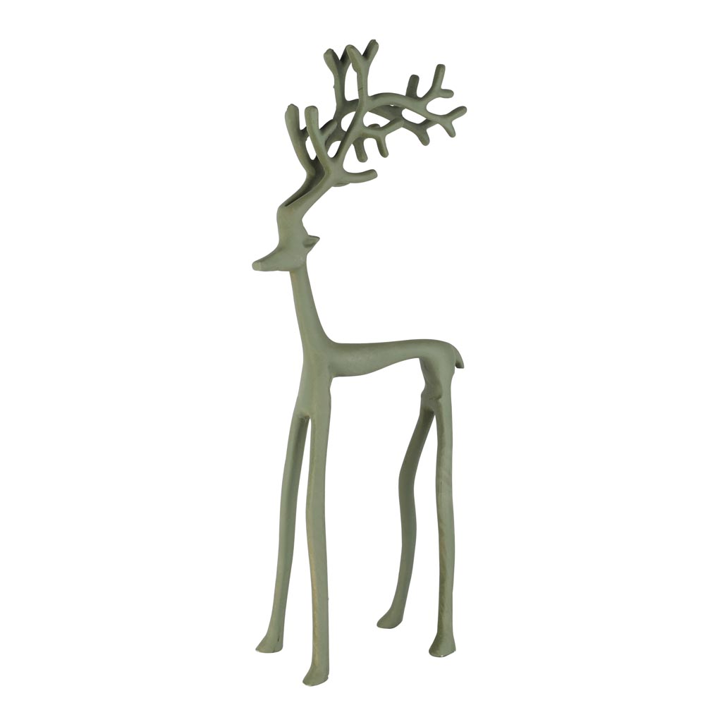 Dekoratief | Deco hert staand, groen, aluminium, 17x8x39cm | A258273