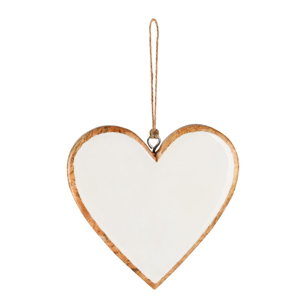 Dekoratief | Hanger hart, wit/naturel, hout/email, 11x1x11cm | A258316