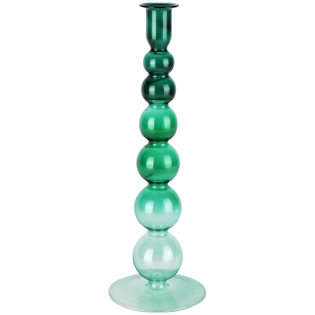 Dekoratief | Kaarsenhouder, groen/transparant, glas, 10x10x31cm | A258352