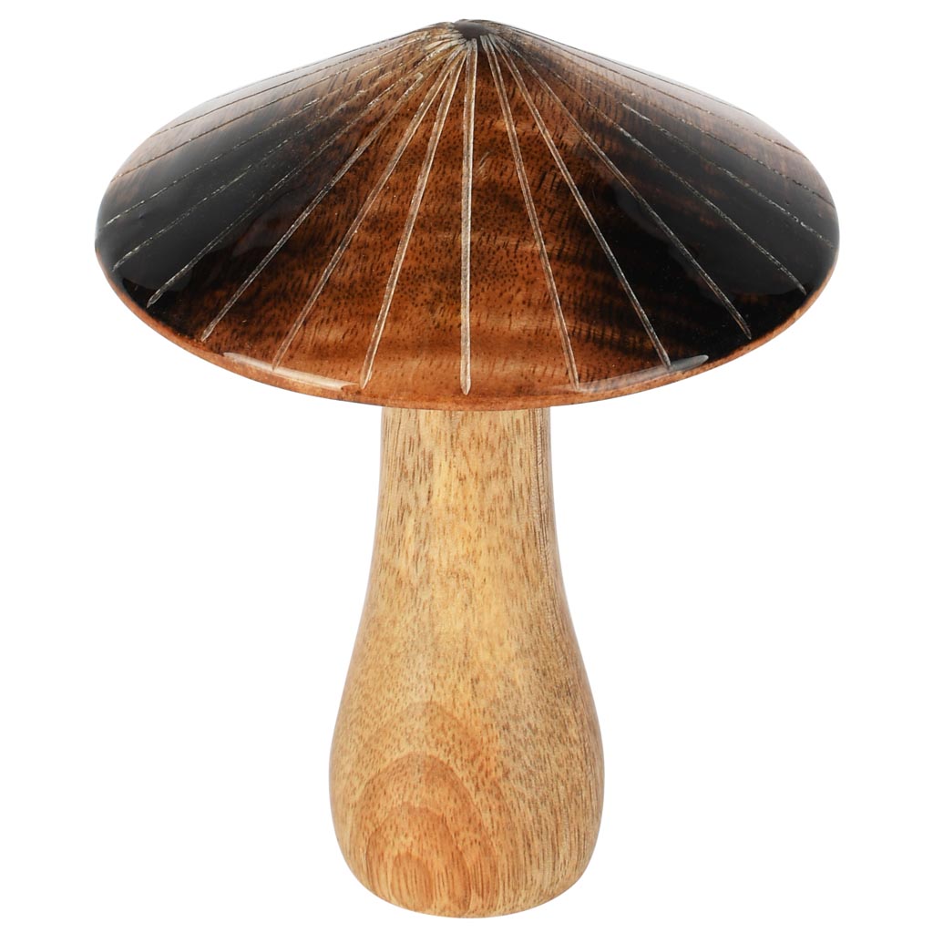 Dekoratief | Paddenstoel 'Carousel', bruin/naturel, hout, 12x12x15cm | A258409