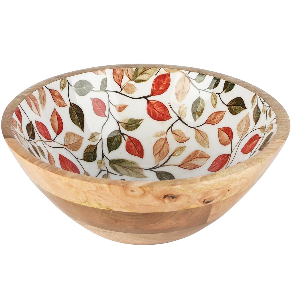 Dekoratief | Bowl 'Leaf Life', naturel, hout, 25x25x9cm | A258414