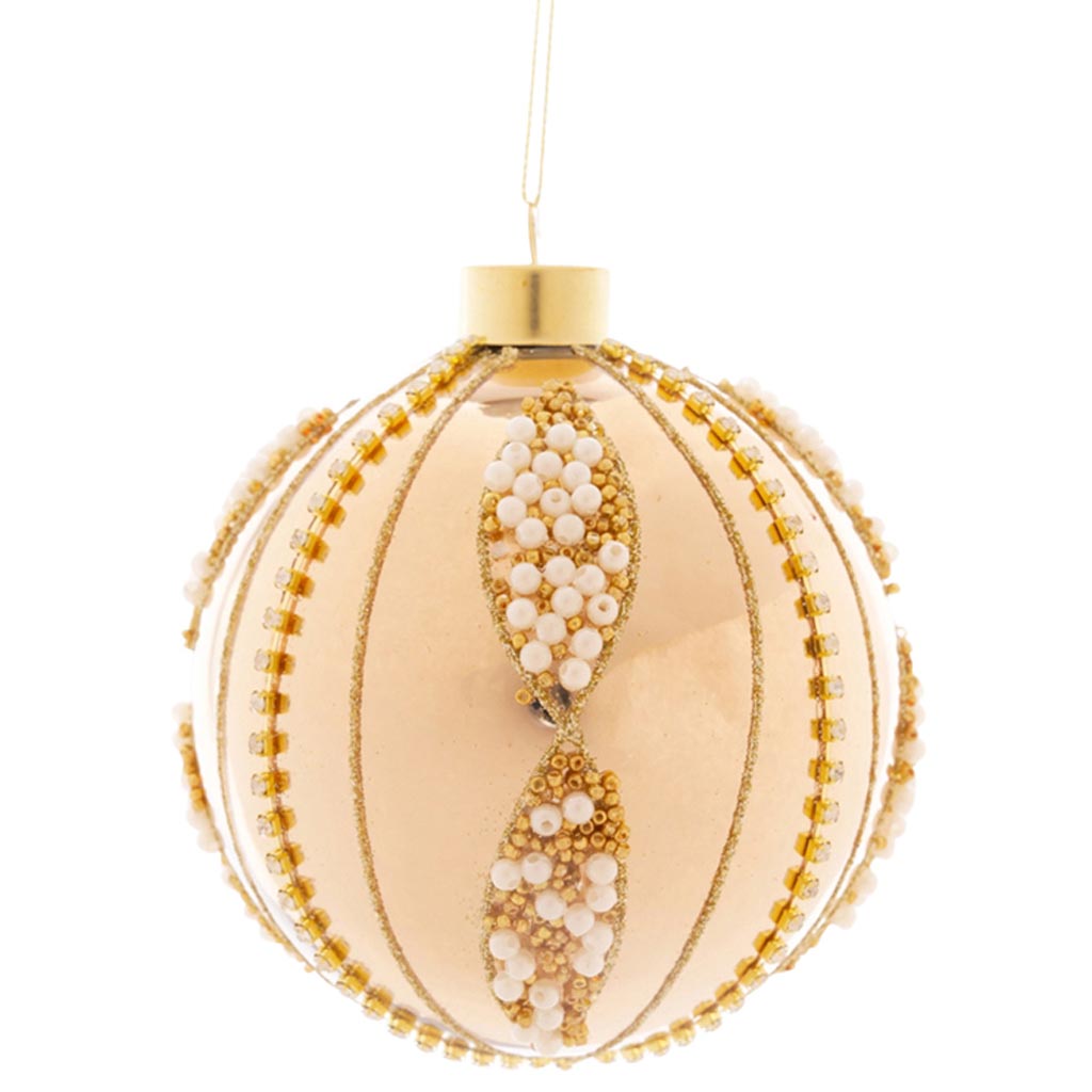 Dekoratief | Hanger bal m/kralen, goud, glas, 8x8x8cm | A259009