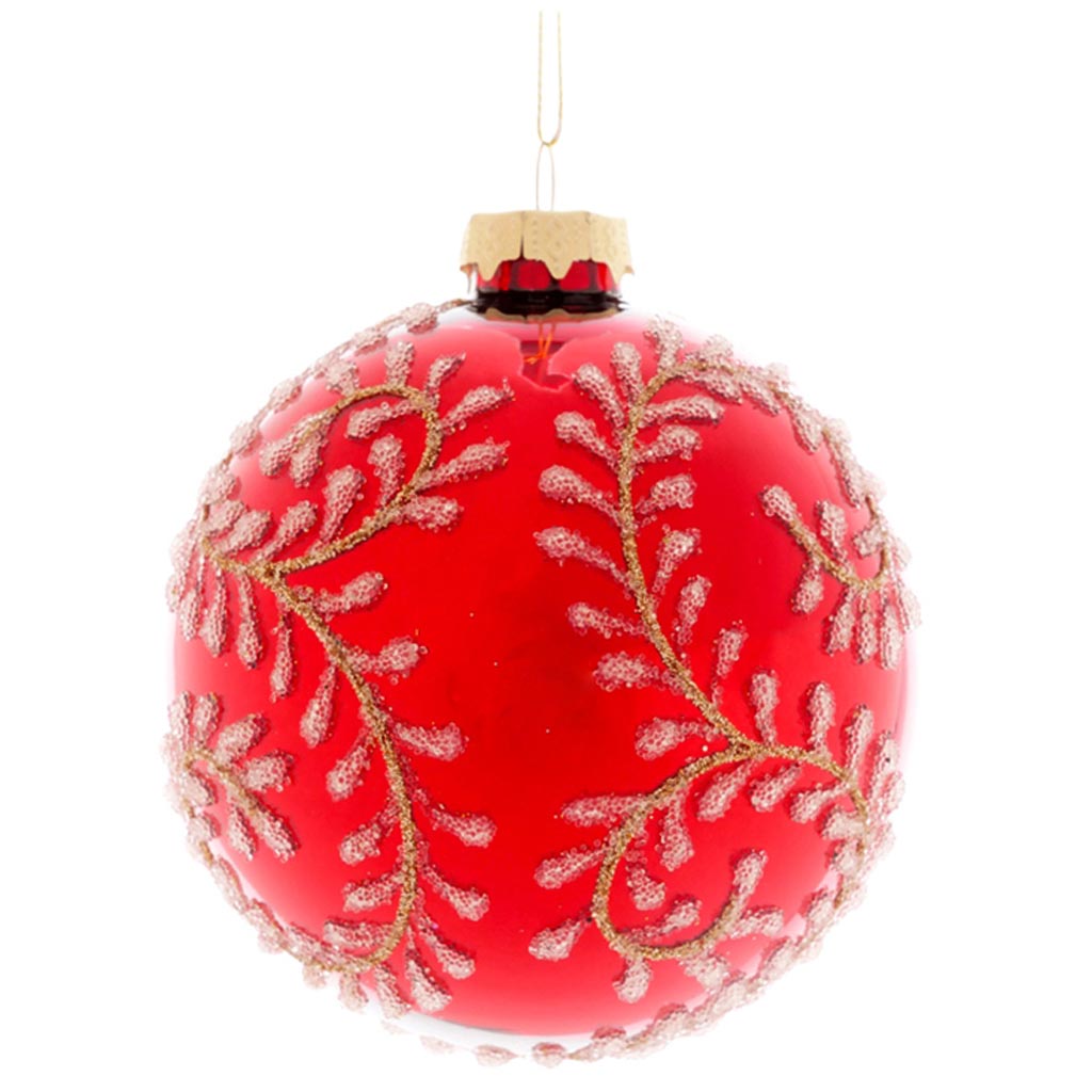 Dekoratief | Hanger bal 'Golden Twigs', rood, glas, 8x8x8cm | A259020