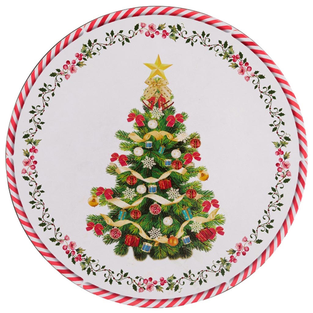 Dekoratief | Deco schaal 'Christmas Tree', rood/wit, PVC, 33x33cm | A259030