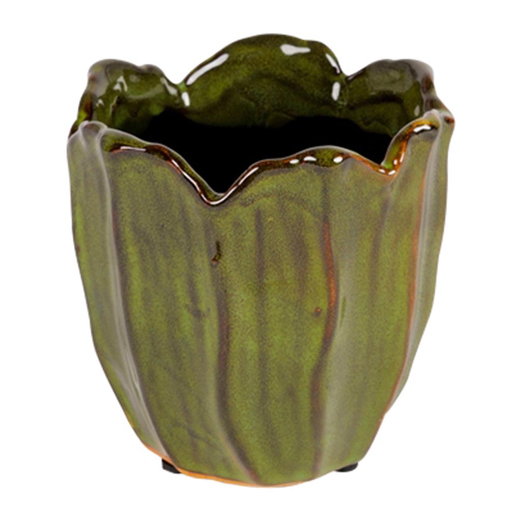 Dekoratief | Bloempot, groen, keramiek, 11x11x11cm | A259053