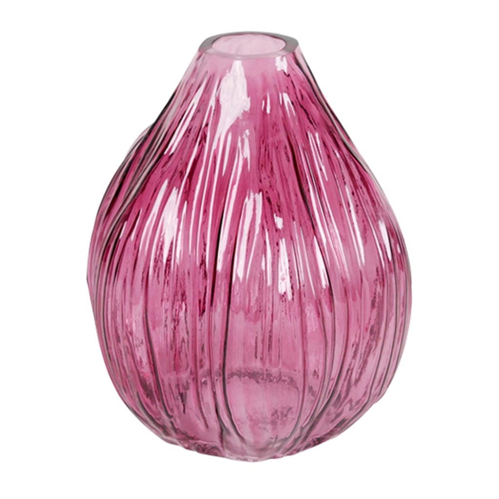 Dekoratief | Deco vaas, bordeaux/transparant, glas, 15x15x18cm | A259060
