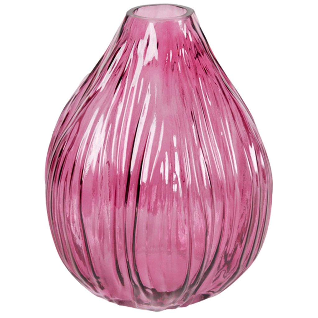 Dekoratief | Deco vaas, bordeaux/transparant, glas, 18x18x21cm | A259062