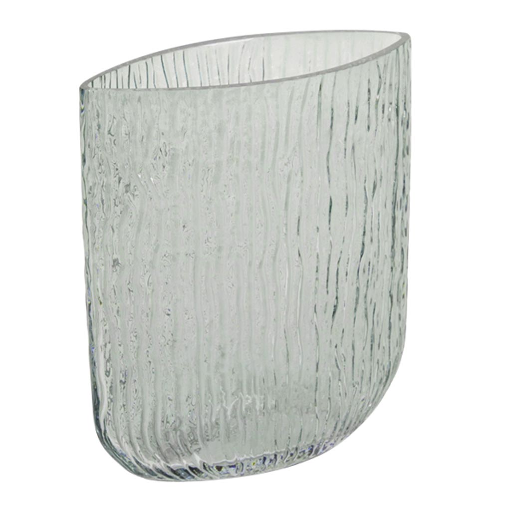 Dekoratief | Deco vaas ovaal, groen/transparant, glas, 18x21cm | A259063