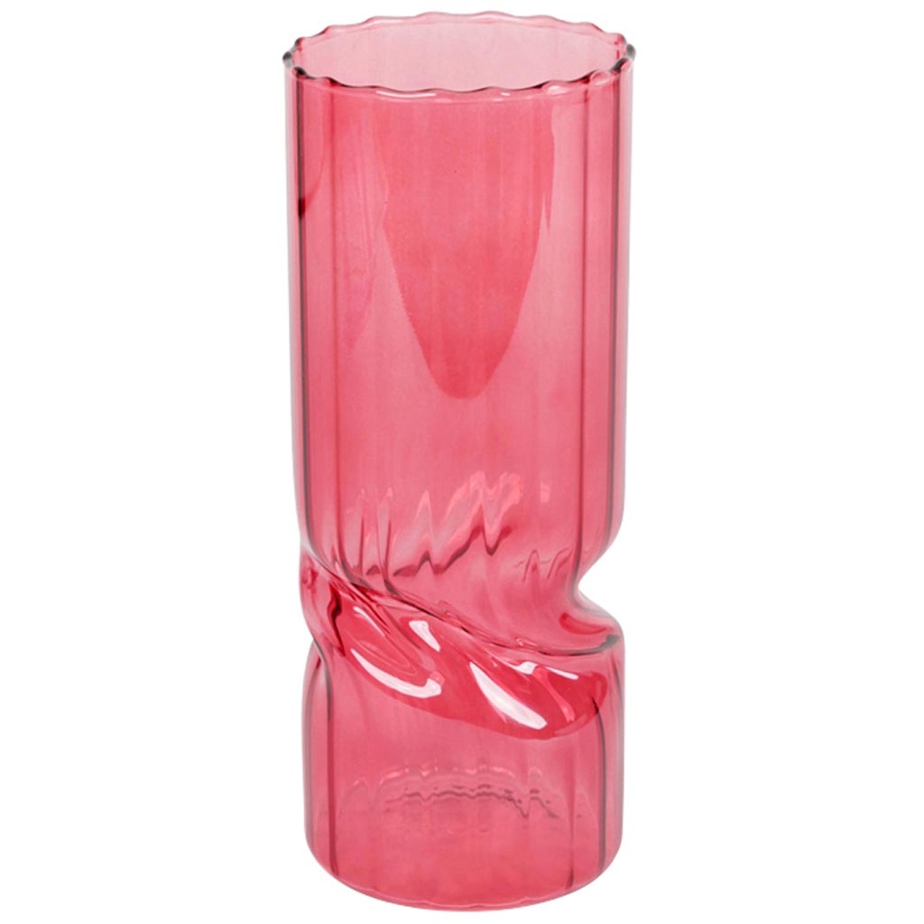 Dekoratief | Deco vaas, bordeaux/transparant, glas, 10x10x25cm | A259070