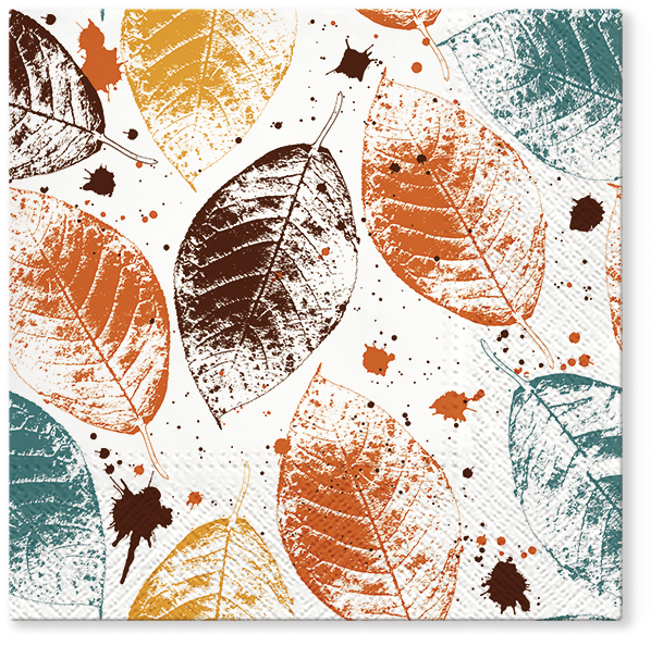 Dekoratief | Pakje 20 servetten 'Leaves Print, honey' 33x33cm | A701562