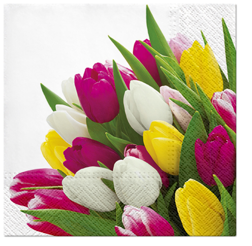 Dekoratief | Pakje 20 servetten 'Bunch of Tulips' 33x33cm | A701574