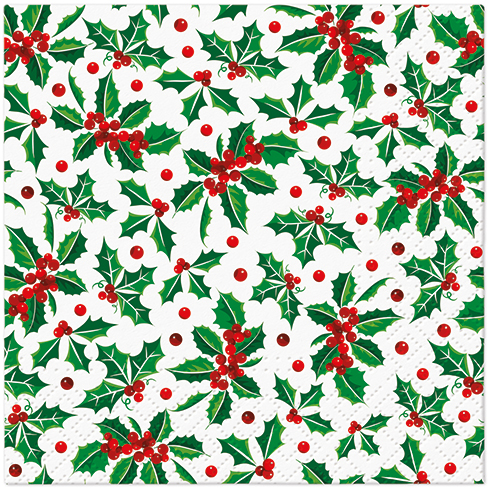 Dekoratief | Pakje 20 servetten 'Holly Pattern', 25x25cm | A702669