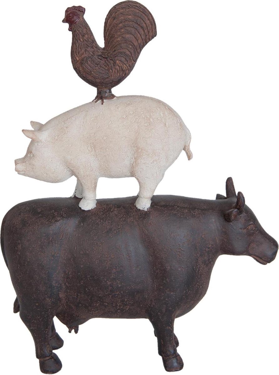 Clayre & Eef | Decoratie Beeld Polyresin Boerderijdieren 34 x 26 cm | 6PR0714 
